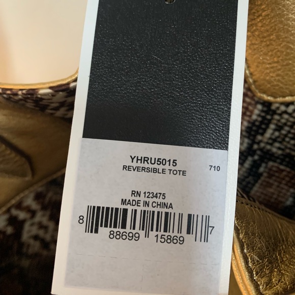 Juicy Couture Gold Cowhide Tote w/ Reversible Python Print - Picture 7 of 11